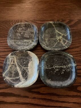 Crate & Barrel Green Marble Coasters - Set of 4
